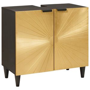 vidaXL Arm&aacute;rio de lava-lou&ccedil;a com porta Preto e Ouro 62 x 33 x 58 cm
