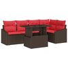 vidaXL Conjunto de Sof&aacute; de Jardim 6 unid. Marrom e Vermelho vime PE