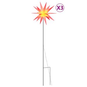 vidaXL Luzes de Natal com espig&otilde;es 3 pcs LED dobr&aacute;vel 35 cm vermelho