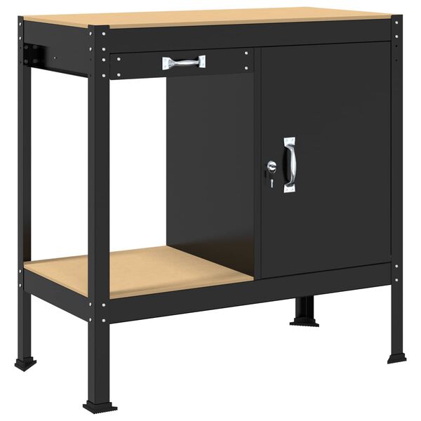 vidaXL Bancos de Trabalho Preto 90 x 49 x 91 cm Madeira processada
