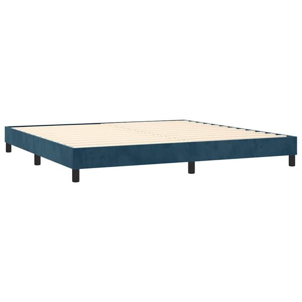 vidaXL Cama com molas/colch&atilde;o 200x200 cm veludo azul-escuro