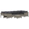 vidaXL 8 pcs conjunto lounge de jardim c/ almofad&otilde;es vime PE cinzento