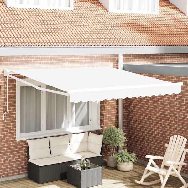 vidaXL Toldo Retr&aacute;til Manual Branco 350 x 250 cm tecido