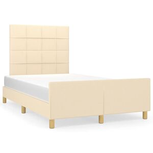 vidaXL Estrutura de cama sem colch&atilde;o 120x190 cm tecido creme