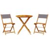 vidaXL 3 pcs conjunto de bistr&ocirc; tecido e madeira maci&ccedil;a antracite