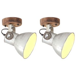 vidaXL 2 pcs Candeeiros parede/teto indust. 20x25 cm E27 prateado