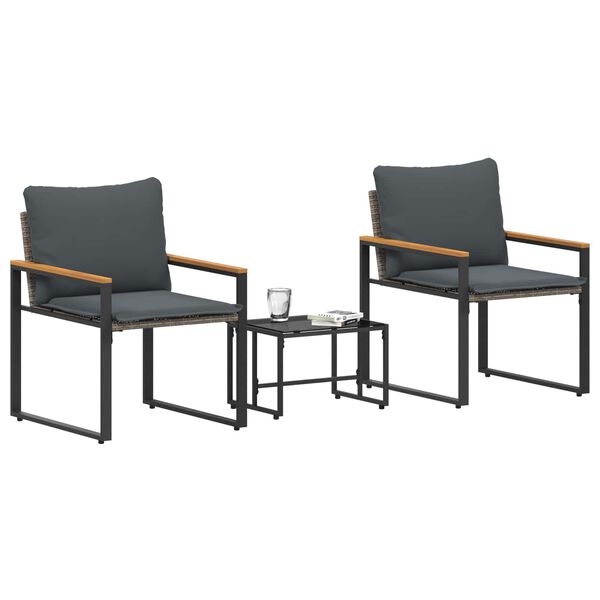 vidaXL Conjuntos de m&oacute;veis 3 pcs Cinza e Cinza Escuro Vime