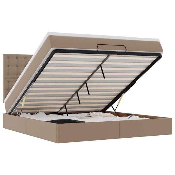 vidaXL Estrutura de cama otomana com colch&atilde;o cappucino 160x200 cm