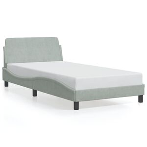 vidaXL Estrutura de cama Dover 100x200 cm veludo cinzento-claro