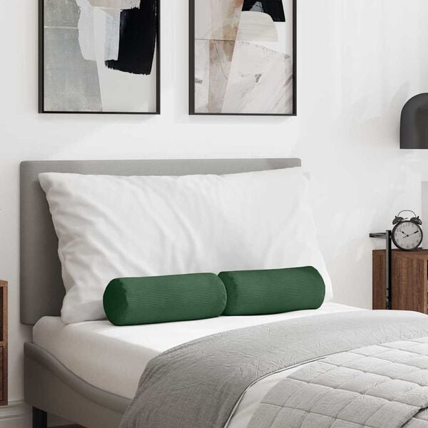 vidaXL Almofadas de Apoio 2 pcs Verde Escuro &Oslash; 15 x 40 cm