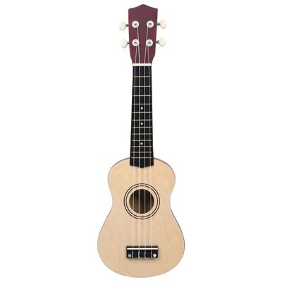 vidaXL Conjunto ukulele soprano infantil c/ saco madeira escura 21"