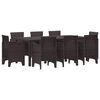 vidaXL Conjunto de Jantar para Jardim 9 unid. Castanho Polipropileno