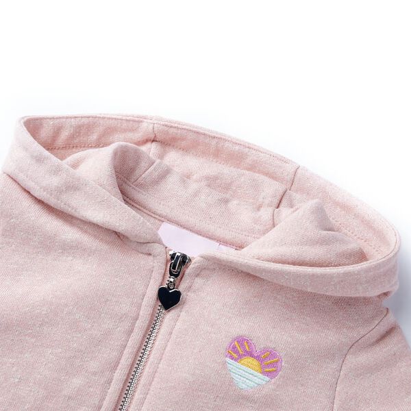 Sweatshirt para crian&ccedil;a com capuz e fecho mistura de rosa claro 92