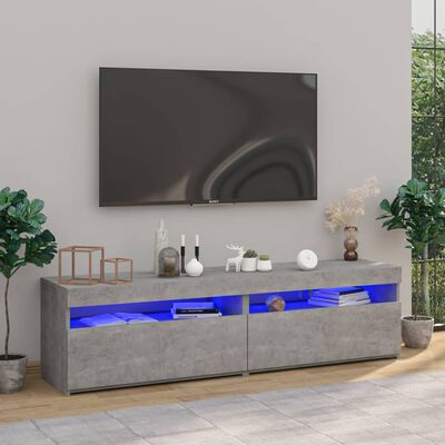 vidaXL Móveis de TV com luzes LED 2 pcs 75x35x40 cm cinzento cimento