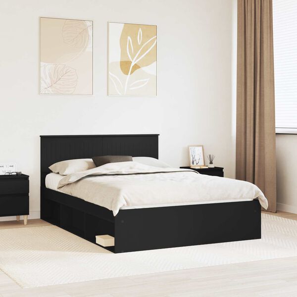 vidaXL Estrutura da Cama Preto 135 x 190 cm Madeira de Pinheiro S&oacute;lida