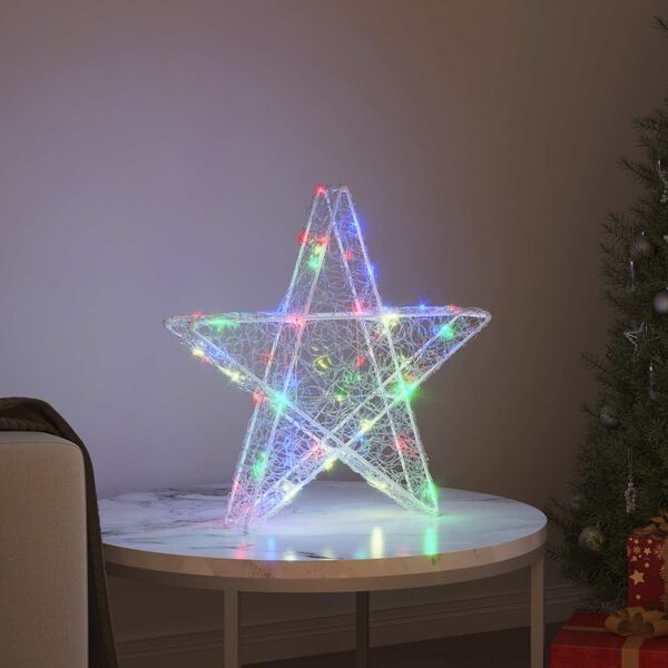 vidaXL Estrela 3D com 50 LEDs Multicolor 55 x 53,5 x 10 cm Acr&iacute;lo
