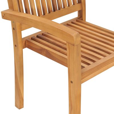vidaXL Cadeiras de jardim empiháveis 8 pcs madeira teca maciça