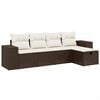 vidaXL 5 pcs conjunto sof&aacute;s p/ jardim c/ almofad&otilde;es vime PE castanho