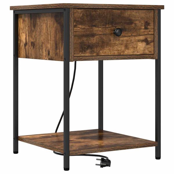 vidaXL Arm&aacute;rio de Cabeceira Carvalho Defumado 42 x 41 x 56 cm