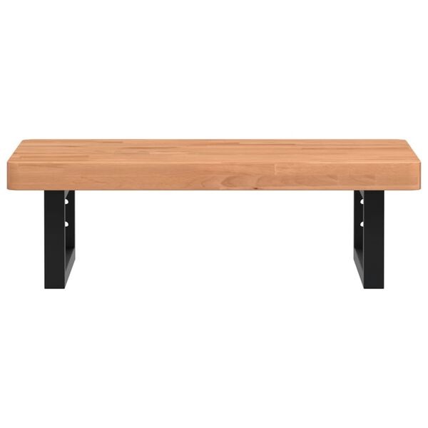 vidaXL Prateleira de parede p/ lavat&oacute;rio a&ccedil;o/madeira de faia maci&ccedil;a