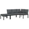 vidaXL 3 pcs conjunto de sof&aacute;s p/ jardim c/ almofad&otilde;es alum&iacute;nio preto