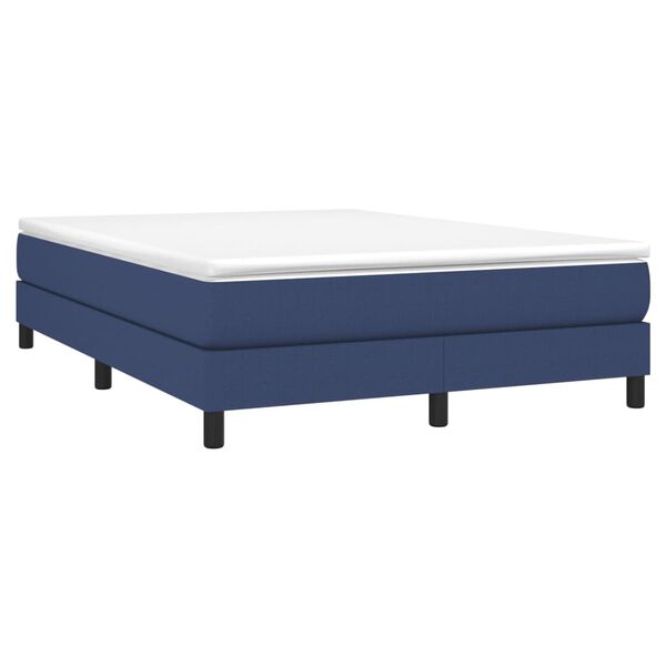 vidaXL Cama com molas/colch&atilde;o 140x190 cm tecido azul
