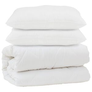 vidaXL Edred&atilde;o com travesseiro 3 pcs Branco Microfibra