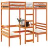 vidaXL Cama alta c/ secretária/cadeiras 80x200 cm pinho castanho-mel