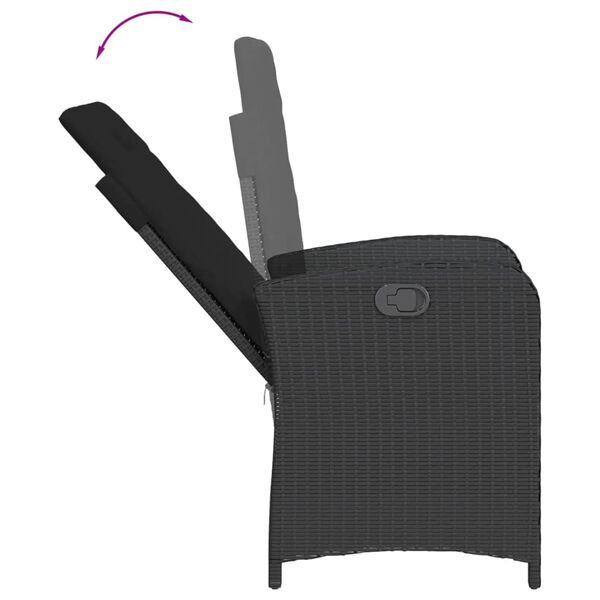 vidaXL 9 pcs conjunto de jantar p/ jardim c/ almofad&otilde;es vime PE preto