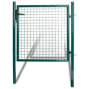 vidaXL Port&atilde;o de cerca de porta &uacute;nica 100x100 cm em a&ccedil;o revestido a p&oacute;