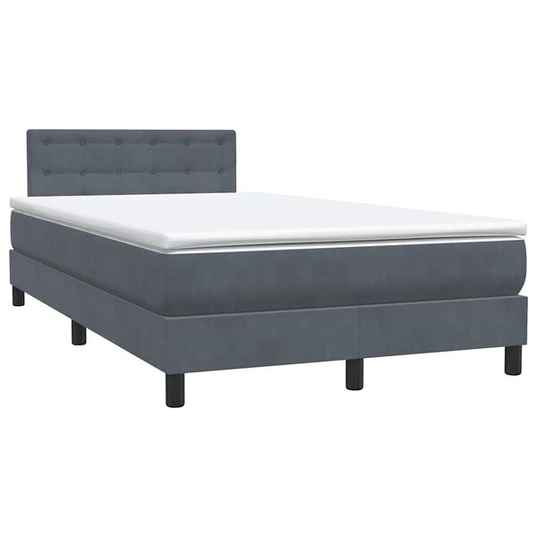 vidaXL Cama boxspring com colch&atilde;o 120x220 cm veludo cinzento-escuro