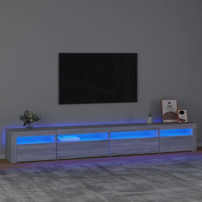 vidaXL Móvel de TV com luzes LED 270x35x40 cm sonoma cinza