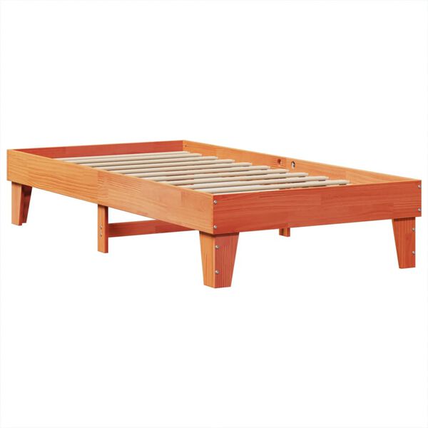vidaXL Cama sem colch&atilde;o 90x200 cm pinho maci&ccedil;o castanho-mel