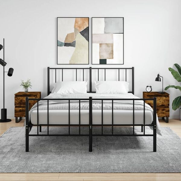 vidaXL Mesas de cabeceira 2 pcs derivados de madeira carvalho fumado