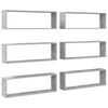 vidaXL Estantes parede c&uacute;bicas 6pcs contr. 80x15x26,5 cm cinza cimento