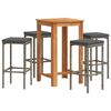 vidaXL 5 pcs conjunto de bar p/ jardim ac&aacute;cia maci&ccedil;a/vime PE cinzento