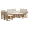vidaXL Conjunto de Sof&aacute;s para Exterior 6 unid. Natural e Branco Creme