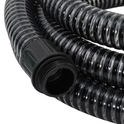 vidaXL Mangueira de sucção com conectores de latão 1,1" 15 m PVC preto