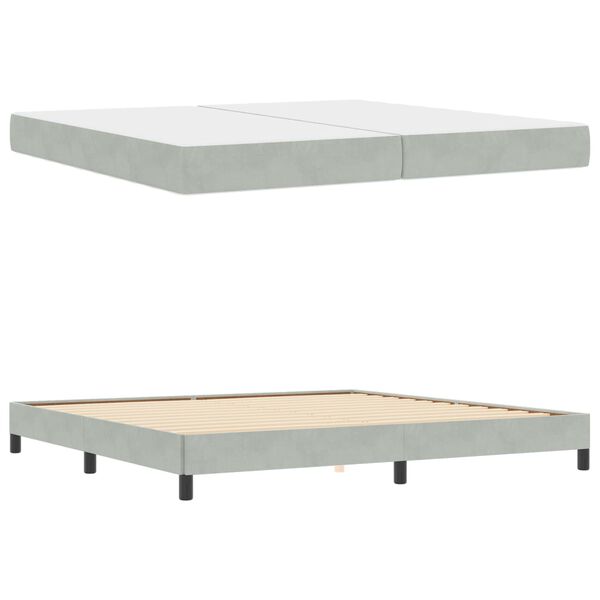 vidaXL Cama Box com colch&atilde;o Cinzento-claro 200 x 200 cm tecido
