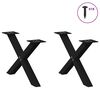 vidaXL P&eacute;s para mesa de centro em formato de X, 2 pe&ccedil;as, preto, 60x(30-31) cm, a&ccedil;o