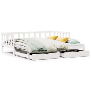 vidaXL Sof&aacute;-cama com gavet&atilde;o e gavetas sem colch&atilde;o 90x200 cm branco