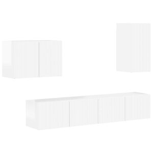 vidaXL Conjunto de Gabinete de Parede para TV 4 pcs Branco Brilhante