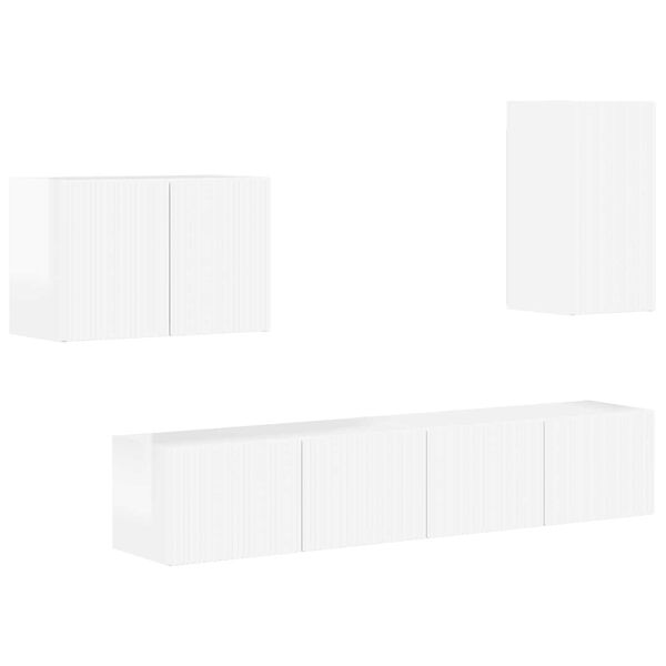 vidaXL Conjunto de Gabinete de Parede para TV 4 pcs Branco Brilhante