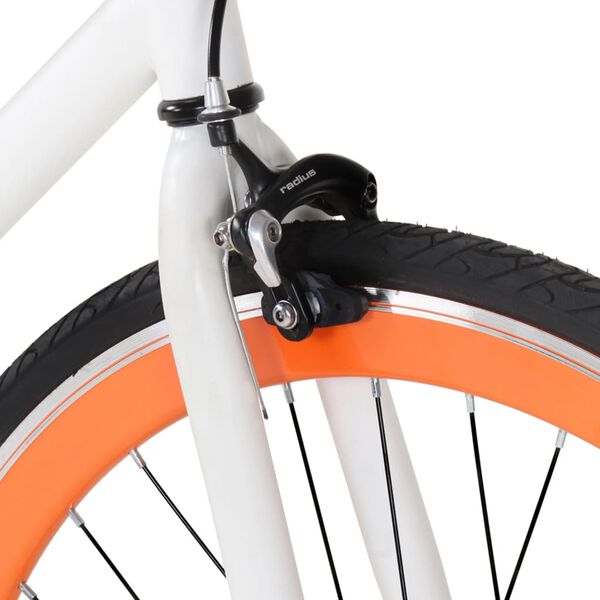 vidaXL Bicicleta de mudan&ccedil;as fixas 700c 55 cm branco e laranja