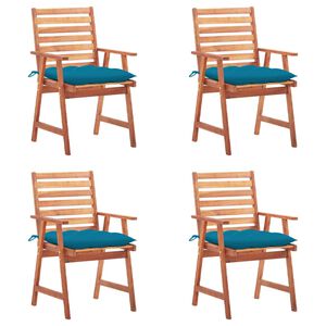 vidaXL Cadeiras de jantar p/ jardim 4 pcs c/ almofad&otilde;es ac&aacute;cia maci&ccedil;a