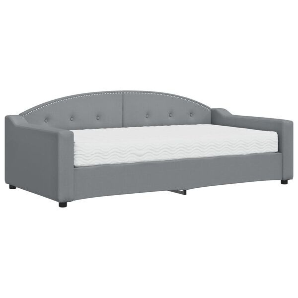 vidaXL Sof&aacute;-cama com colch&atilde;o 90x190 cm tecido cinzento-claro