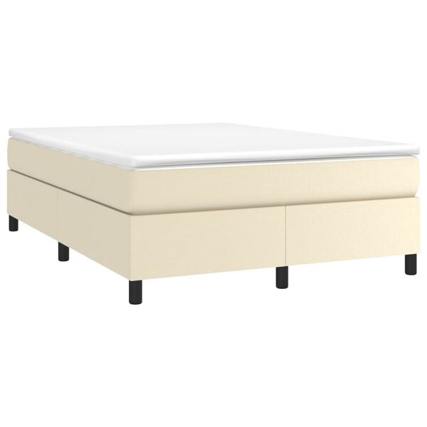 vidaXL Estrutura de cama com molas 140x190 cm couro artificial cor creme