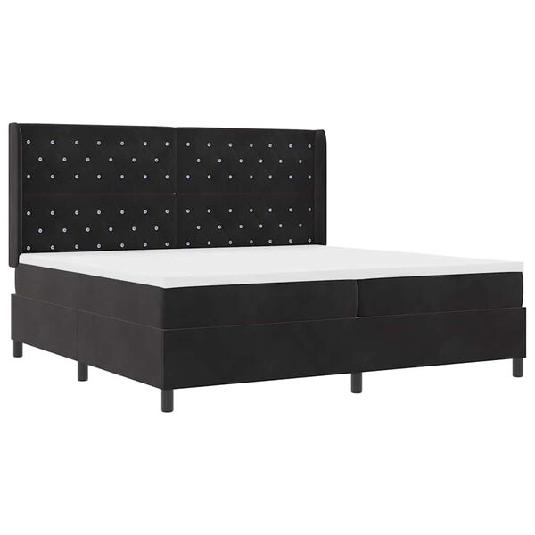 vidaXL Cama Box com colch&atilde;o com cabeceira Preto 200 x 200 cm Veludo
