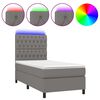vidaXL Cama box spring c/ colch&atilde;o e LED 90x190 cm tecido cinza-escuro
