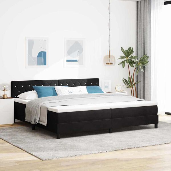 vidaXL Cama Box Spring LED com colch&atilde;o Preto 200 x 200 cm Veludo